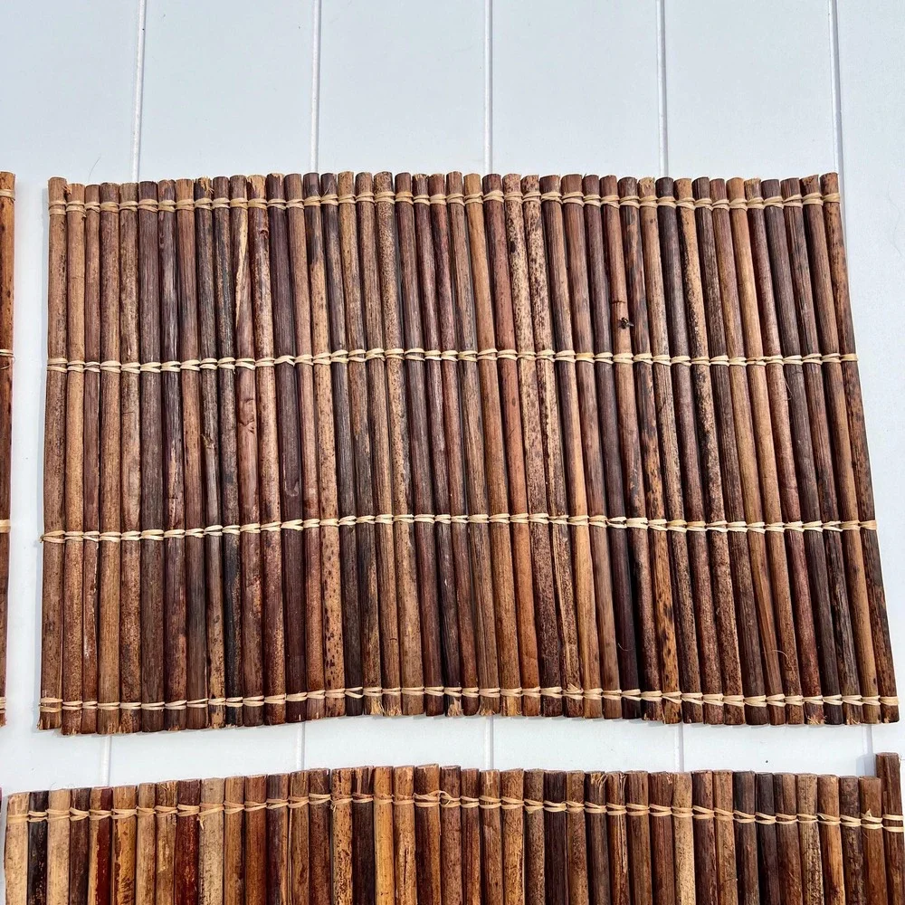 Vintage Natural Bamboo Placemats | Set of 4 | Table Decor